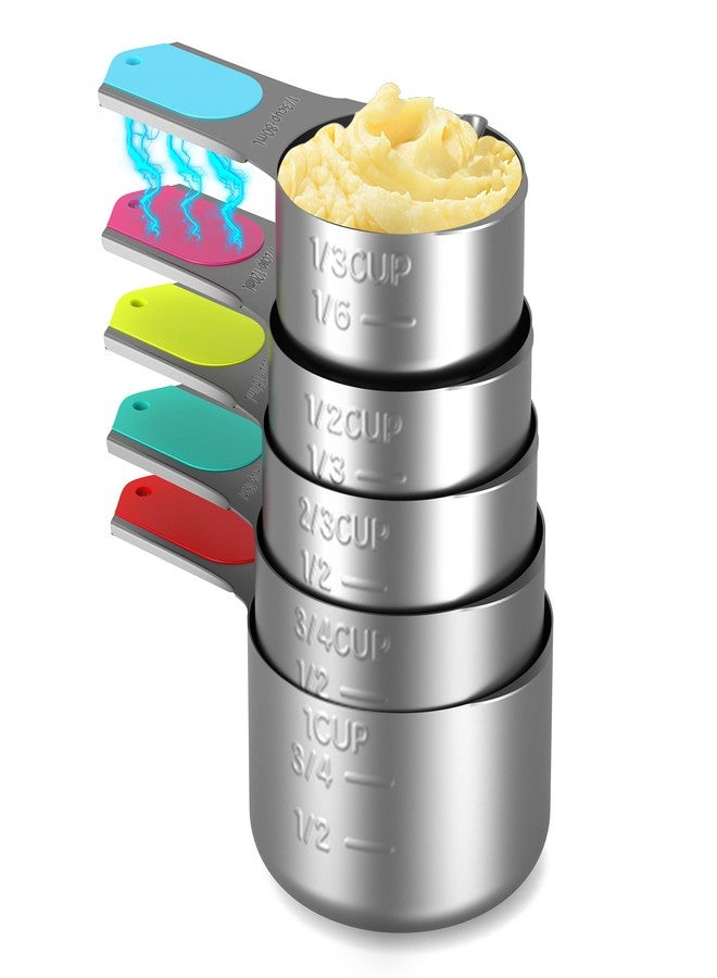 Minteem Magnetic Measuring Cups Set of 5, Stainless Steel Nesting Measuring Cups with Easy to Read Markings, Kitchen Gadgets for Cooking & Baking - Image 1